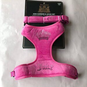 Juicy Couture Harness and Leash Set Mesh Liner Velour Pink  Large